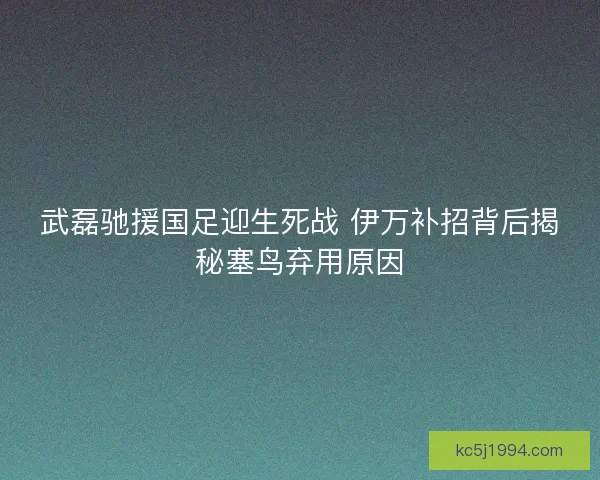 武磊驰援国足迎生死战 伊万补招背后揭秘塞鸟弃用原因